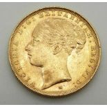 1884 gold full sovereign, young head Victoria, Melbourne Mint