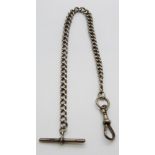 A silver graduated Albert/ fob chain