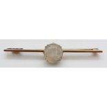 Victorian brooch set with a large moonstone cabochon, 7.4g, 6.8cm