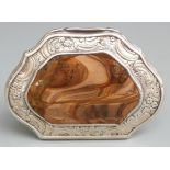 18th century Scottish silver agate topped escutcheon-shaped snuff box, opening to reveal gilt