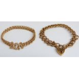 A 9ct gold bracelet (9.5g) and another gold plated bracelet