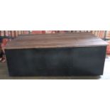 Industrial/haberdashery/shopfitting ammunition box style twin handled metal trunk with hinged