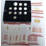 Please note description amended Twelve 24ct gold miniature commemorative coins with certificates