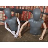 Haberdashery/shopfitting two half bust articulated mannequins, tallest 69cm