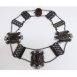 Berlin Ironwork necklace made up of three cameos set with polished cut steel, pierced panels and a