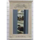 Cream framed mirror with bevelled glass, 93 x 55cm overall