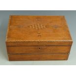 19thC parquetry inlaid writing slope W33, D22, H15cm