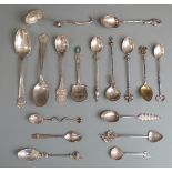 Quantity of white metal and other collectors spoons, some marked including Sterling, 800, 830 and