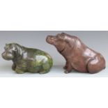Bronze figure of a seated hippopotamus, indistinctly marked including AP March 2001, height 19cm,