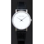 Georg Jensen gentleman's wristwatch ref. 321 with black hands and dot markers, white dial, stainless