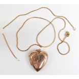 A 9ct gold chain (2.1g) and 9ct gold back and front locket
