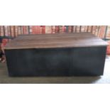 Industrial/haberdashery/shopfitting ammunition box style twin handled metal trunk with hinged