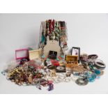 A collection of costume jewellery including quartz bracelet, necklaces, etc