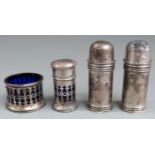 Pair of Victorian hallmarked silver salts, London 1896 maker Horace Woodward & Co Ltd, together with