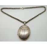 Victorian silver locket on original chain