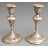 Pair of George V hallmarked silver  candlesticks, Birmingham 1912 maker W J Myatt & Co, height 12.