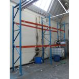 Two bays of heavy duty pallet racking comprising three 360x90cm uprights and eight 280cm cross