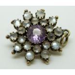 Victorian pendant set with an amethyst surrounded by moonstones, 2.7cm