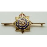 A 9ct gold  Royal Army Service Corps, military brooch, 4.6g