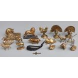 Eighteen 19th/20thC brass, bronze and similar miniature animals including whale, 1924 Wembley