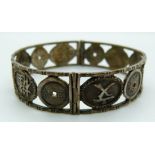 Chinese silver bangle by AW with bamboo and character decoration