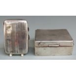 Hallmarked silver cigarette box with engine turned lid, width 9cm together with a hallmarked