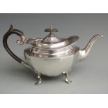 George C hallmarked silver teapot raised on four feet, Sheffield 1927 maker James Dixon & Sons Ltd