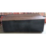 Industrial/haberdashery/shopfitting ammunition box style twin handled metal trunk with hinged