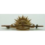 A 9ct gold Australian Commonwealth Military Forces bar brooch in original box, property of