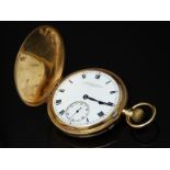 Birch & Gaydon 18ct gold keyless winding full hunter pocket watch with inset subsidiary seconds