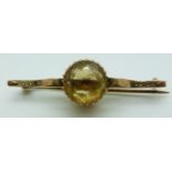 A 9ct gold brooch set with a citrine, 4.2g