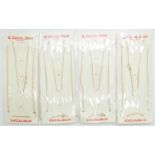 Four 9ct gold 18" chains in original packaging