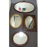 Four bevelled glass mirrors, width of largest 116cm
