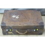 Leather suitcase with GWR label, W61 x D38 x H20cm