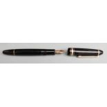 Montblanc Meisterstuck fountain pen with black resin barrel, white snow cap, gold plated fittings