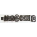 Berlin Ironwork bracelet made up of pierced and filigree panels with a polished cut steel cameo