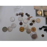 Quantity of Georgian and later coins including three Victorian crowns, cartwheel penny etc
