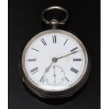 J Bunston of Chard hallmarked silver open faced pocket watch with inset subsidiary seconds dial,
