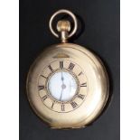 John B Mennie of Gateshead on Tyne gold plated keyless winding half hunter pocket watch with inset