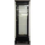 Industrial/haberdashery/shopfitting large glazed and branded display cabinet raised on stepped