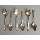 Set of six American white metal grapefruit or similar spoons, marked Sterling with Reed and Barton