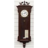 Vienna regulator c1840 single weight wall clock the enamelled Roman dial with gilt bezel, in