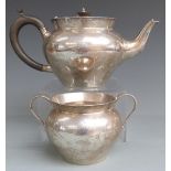 Victorian hallmarked silver teapot and sugar bowl, London 1898 maker Charles Edwards, length of