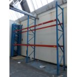 Two bays of heavy duty pallet racking comprising three 360x90cm uprights and eight 280cm cross beams