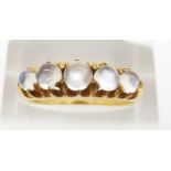 Victorian ring set with five moonstone cabochons, 2.6g, size L