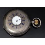 Mackay Brothers of Dundee hallmarked silver keyless winding half hunter pocket watch with inset