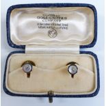 18ct & 9ct gold studs set with mother of pearl in The Northern Goldsmiths Company box