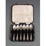 Cased set of six hallmarked silver teaspoons, Sheffield 1968, length 11cm weight 73g