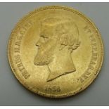 1856 gold Brazilian Petrus II coin