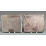 Two Art Deco hallmarked silver cigarette cases with engine turned decoration, Birmingham 1928 and